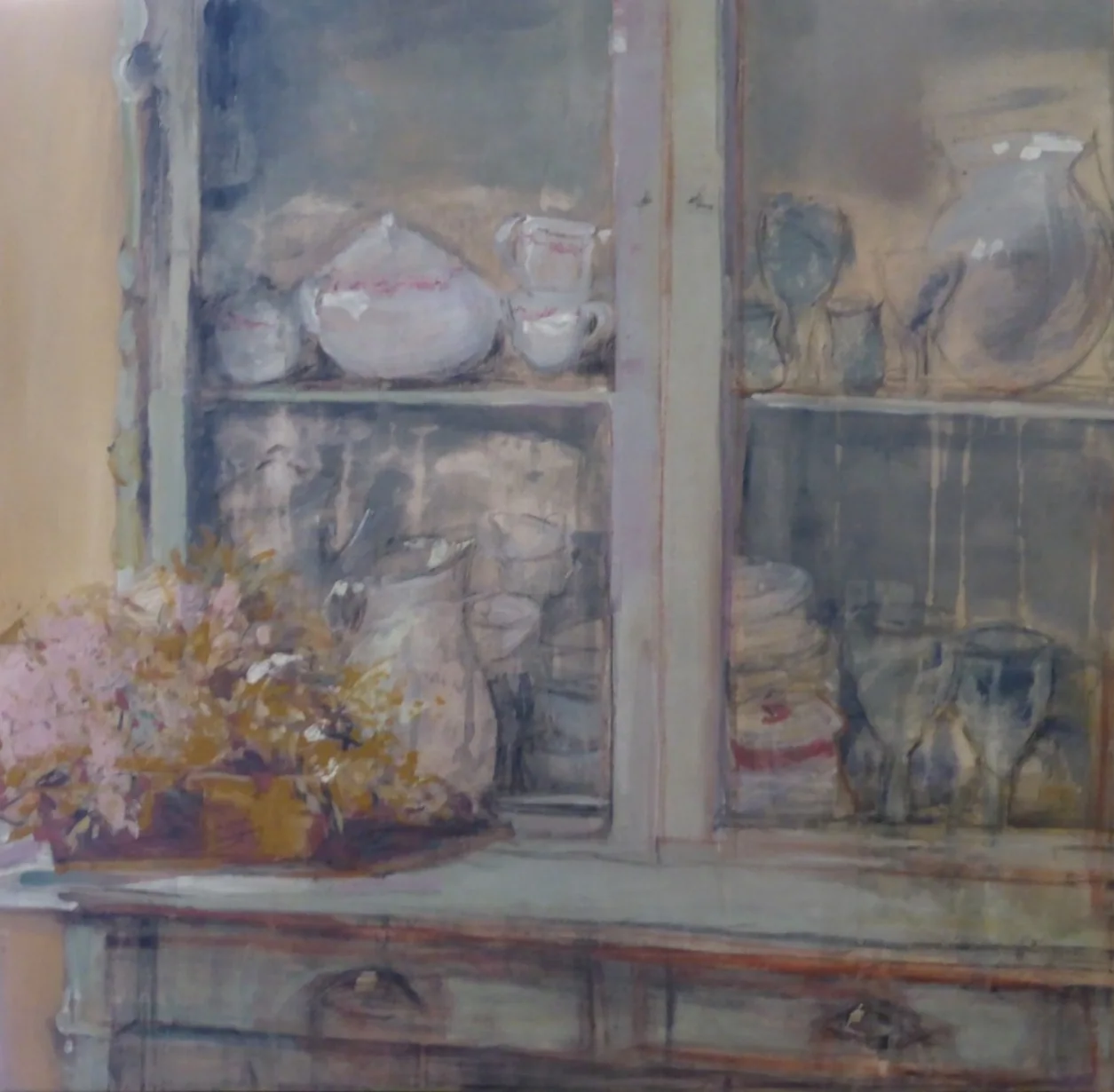 Alacena verde grisacea, pintura de Marta Pérez-Peñas