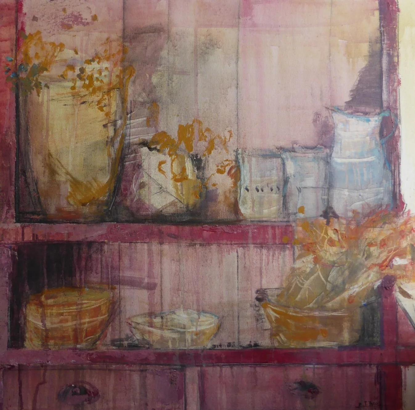 Alacena Rosa  cuadrada, pintura de Marta Pérez-Peñas