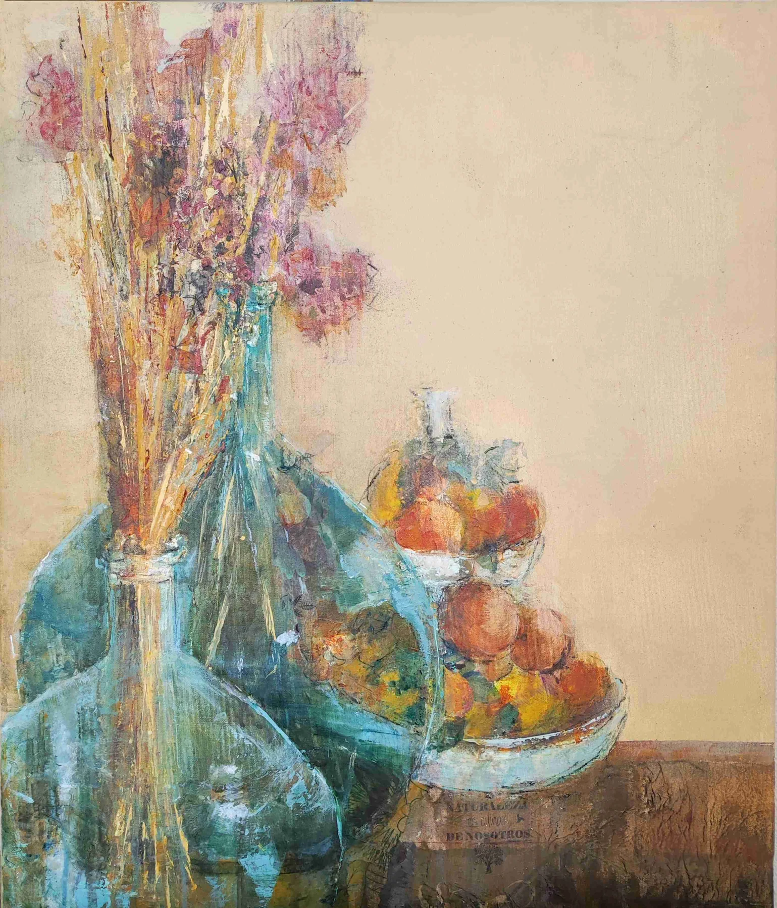 Damajuanas, pintura de Marta Pérez-Peñas