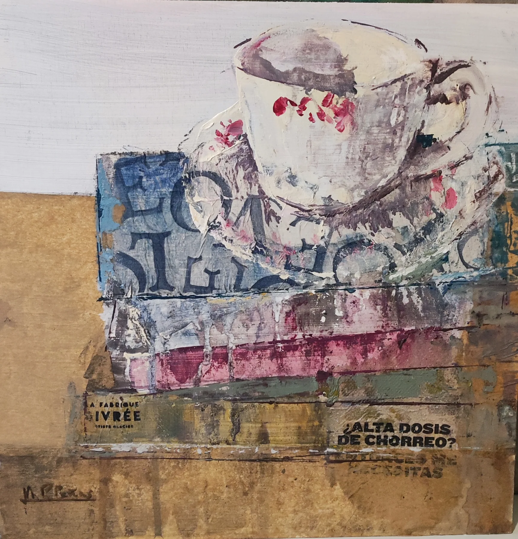 Tazas y Libros II, pintura de Marta Pérez-Peñas