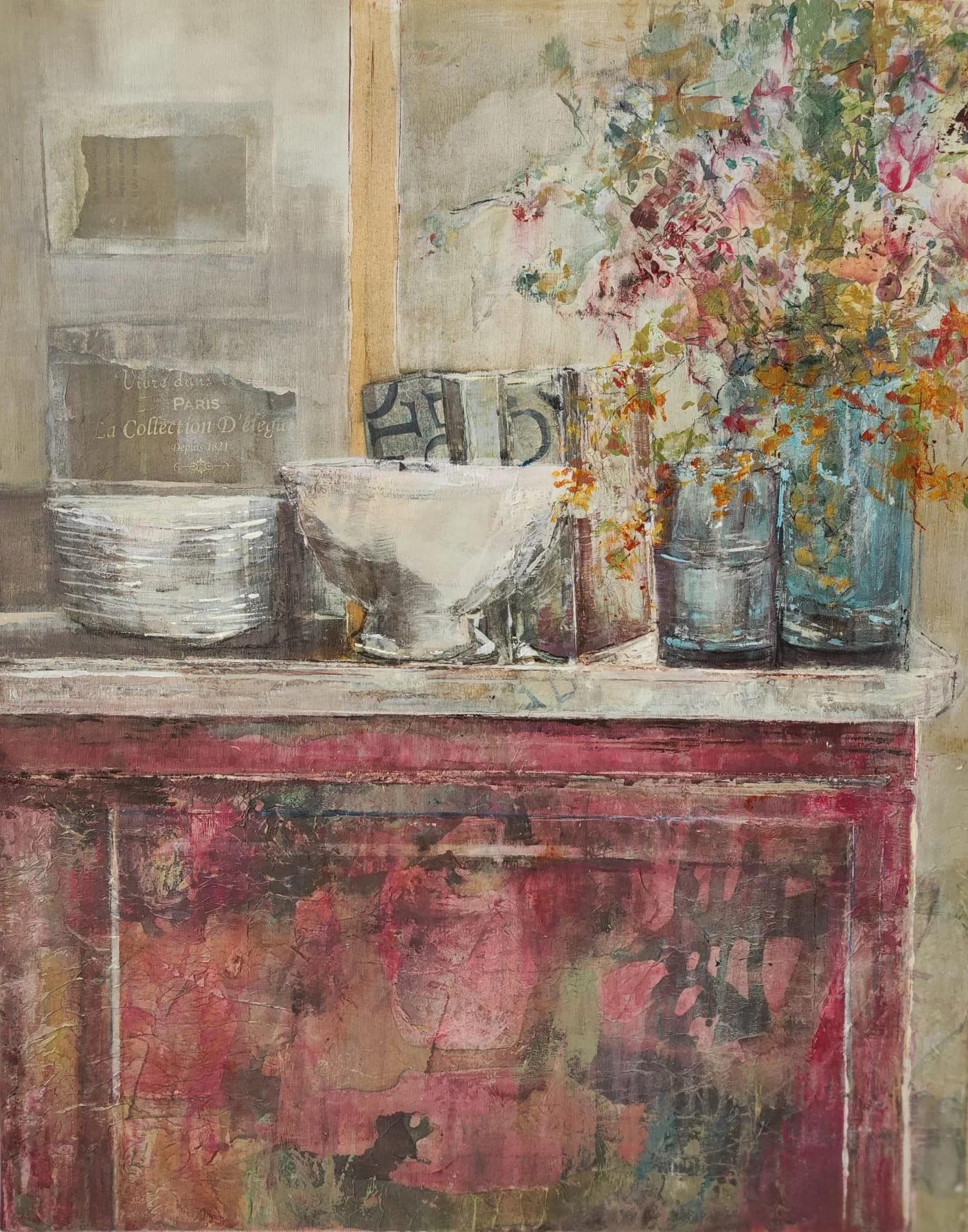 Aparador fresa, pintura de Marta Pérez-Peñas